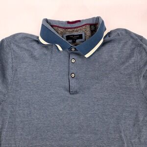Ted Baker London Polo Shirt 7 Blue Textured Cotton US Size 3XL / 4XL 23x27 VGUC